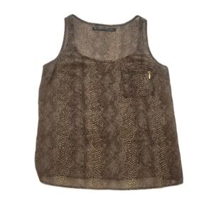 Zara brown and white sleeveless top leopard print mob wife women’s M